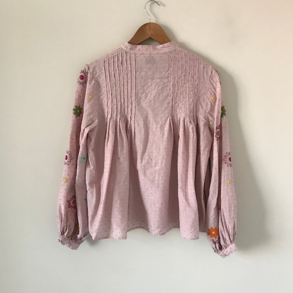Let It Be Boho Top with Bubble Puff Sleeves sx L - Picture 2 of 5